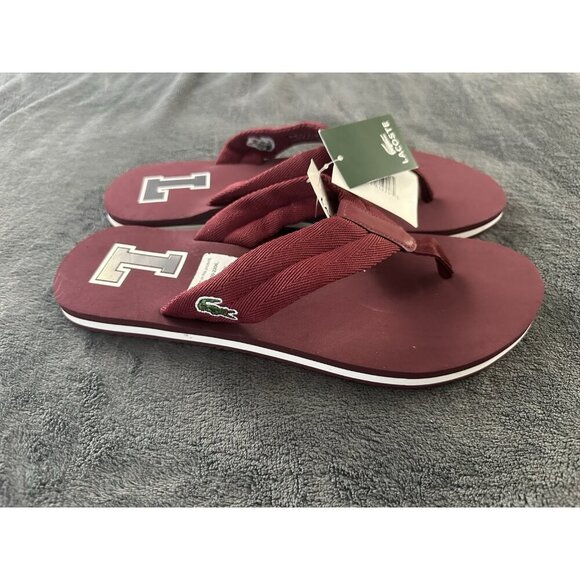 Lacoste Men's Randle SPM Canvas Flip Flop Red Size 11  New - Picture 4 of 16